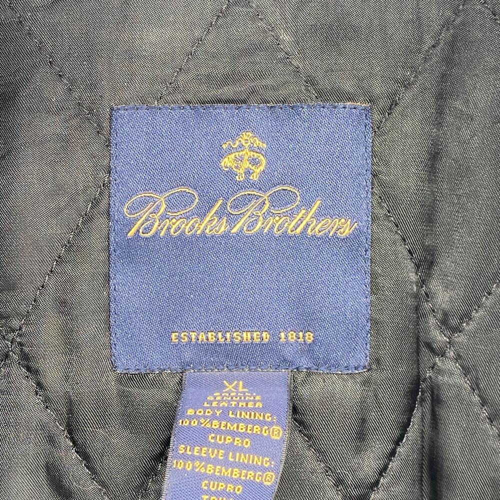 BROOKS BROTHERS Jacket Men XL Leather Motorcycle Bomber Quilted Super Soft Black - Picture 5 of 14